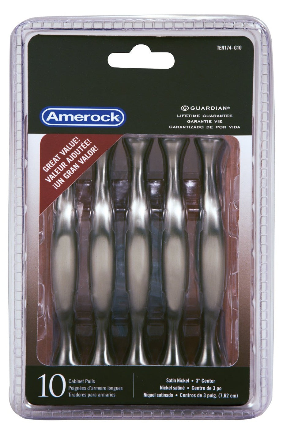 Amerock TEN174G10 Allison Cabinet Pull Set, Satin Nickel, 10 Piece