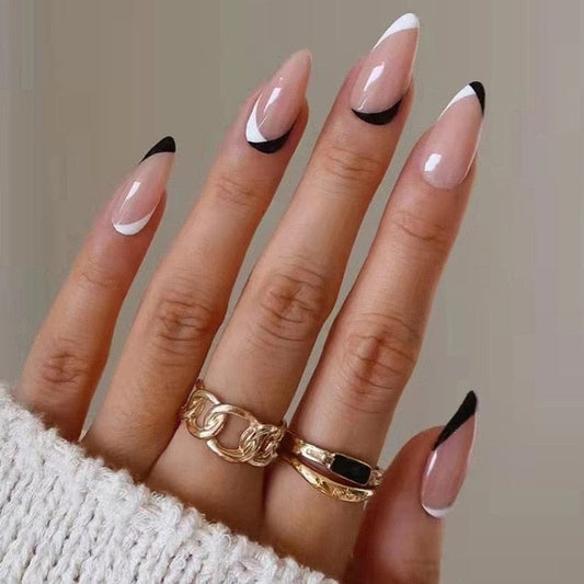 24pcs Long Stiletto Wearable French Fake Nails