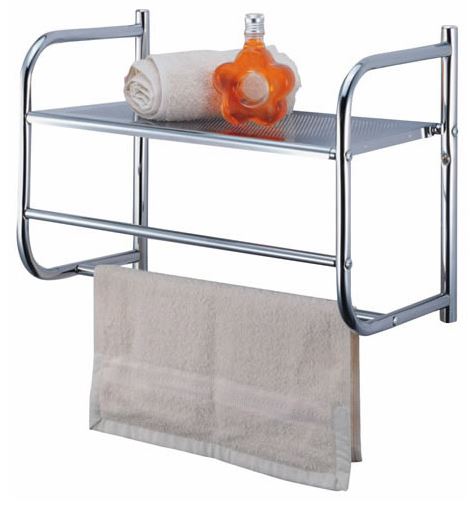 Simple Spaces BR32-CH Wall Rack With Metal Shelf, Chrome