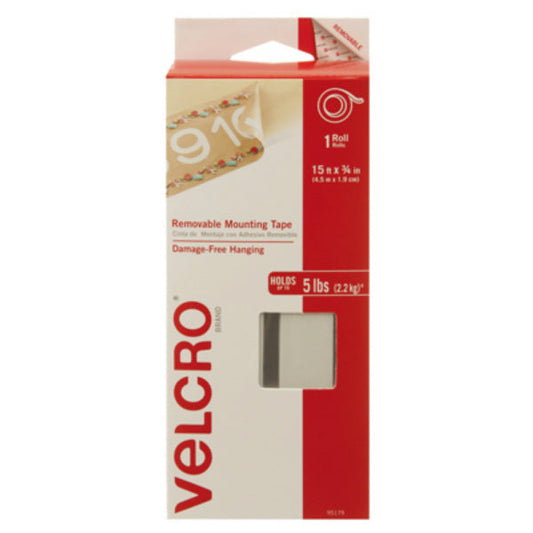 Velcro 95179 Removable Mounting Tape, 15' x 3/4"