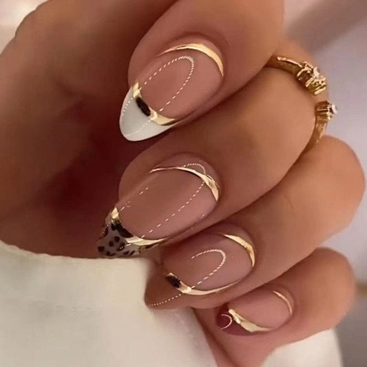 24pcs Long Stiletto Wearable French Fake Nails