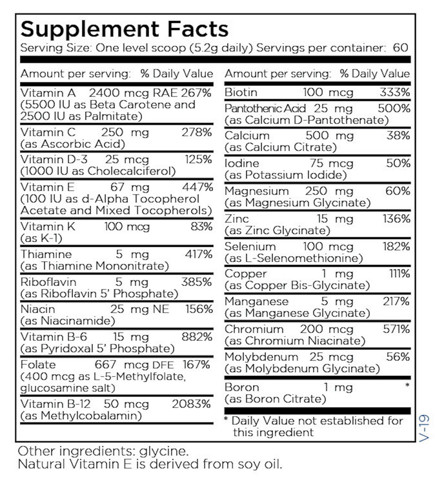Vitamin/Mineral Base Powder